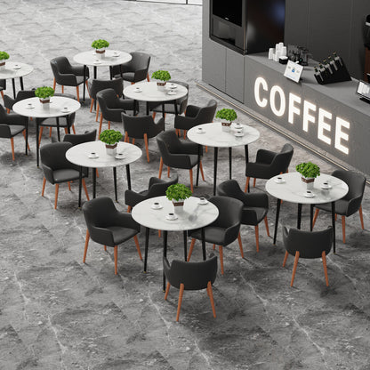 High-End Marble Round Kitchen Dining Table Sintered Stone Restaurant Table 80 x 80 cm