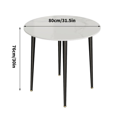 High-End Marble Round Kitchen Dining Table Sintered Stone Restaurant Table 80 x 80 cm