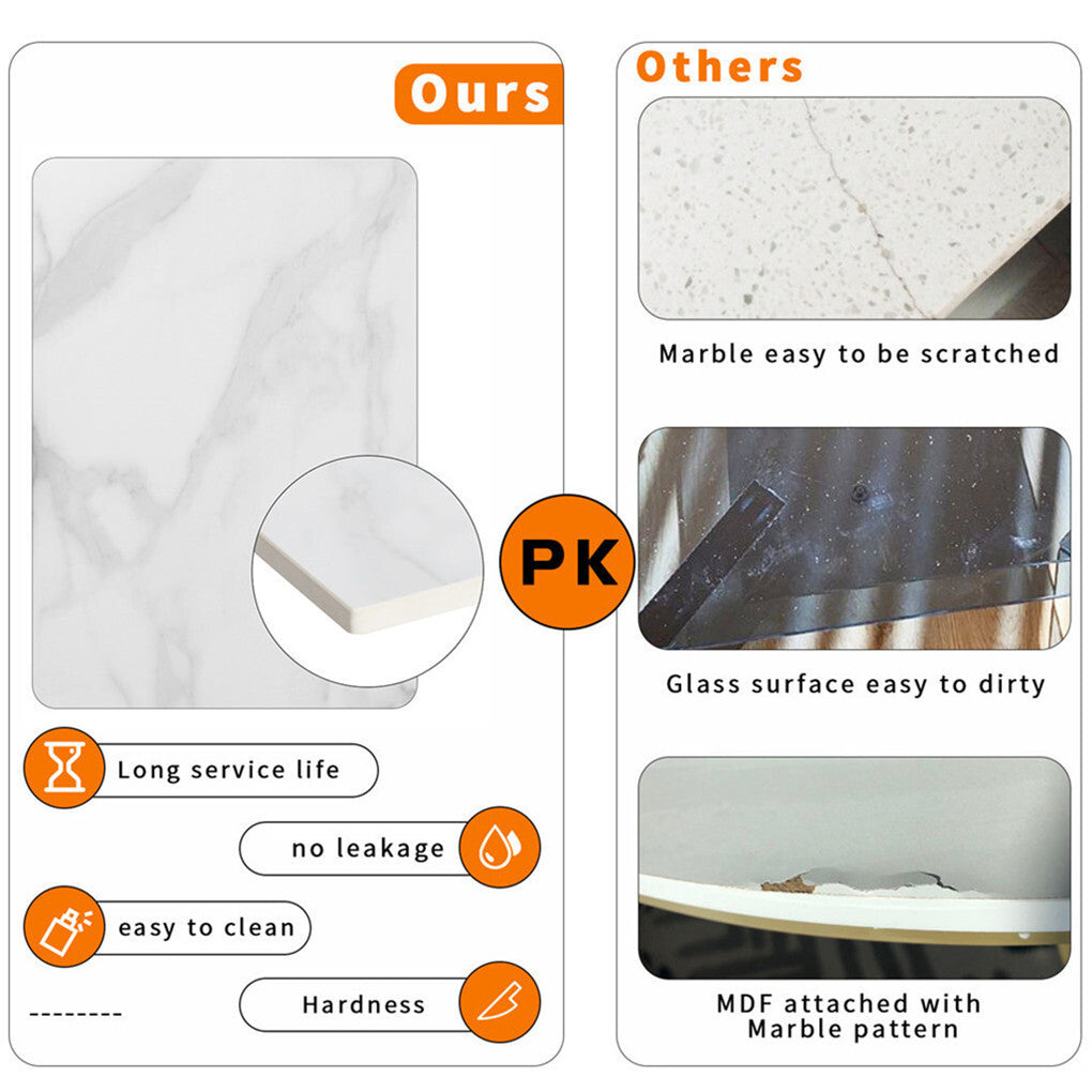 High-End Marble Round Kitchen Dining Table Sintered Stone Restaurant Table 80 x 80 cm