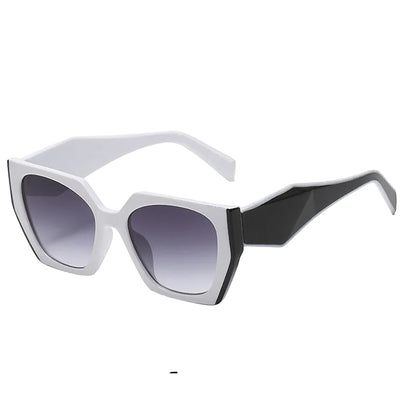 Bold Oversized White Black Frame Grey Lens Sunglasses | UV400 Designer Fashion Shades