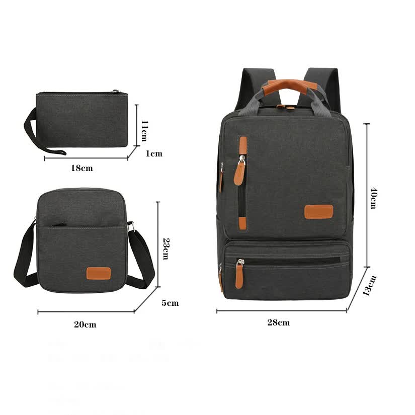 3-Piece Red Travel Backpack Set