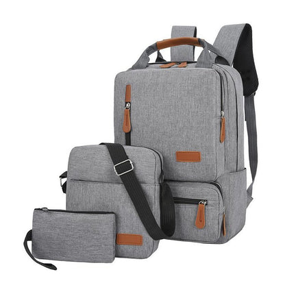 3-Piece  Gray Travel Backpack Set