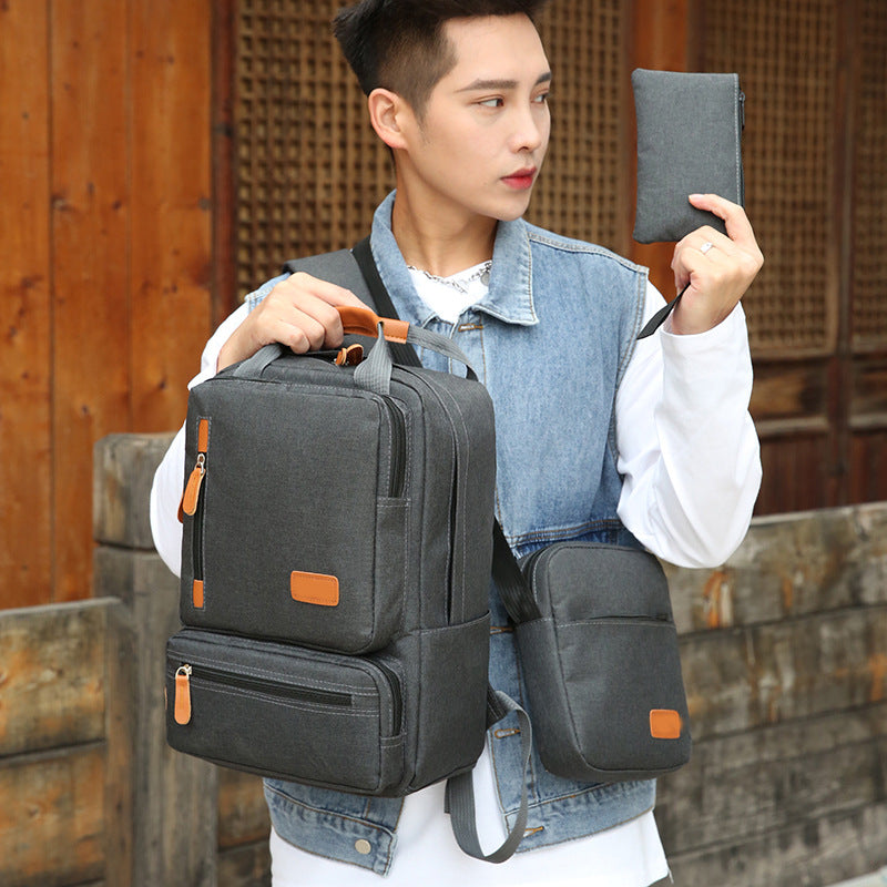 3-Piece  Gray Travel Backpack Set