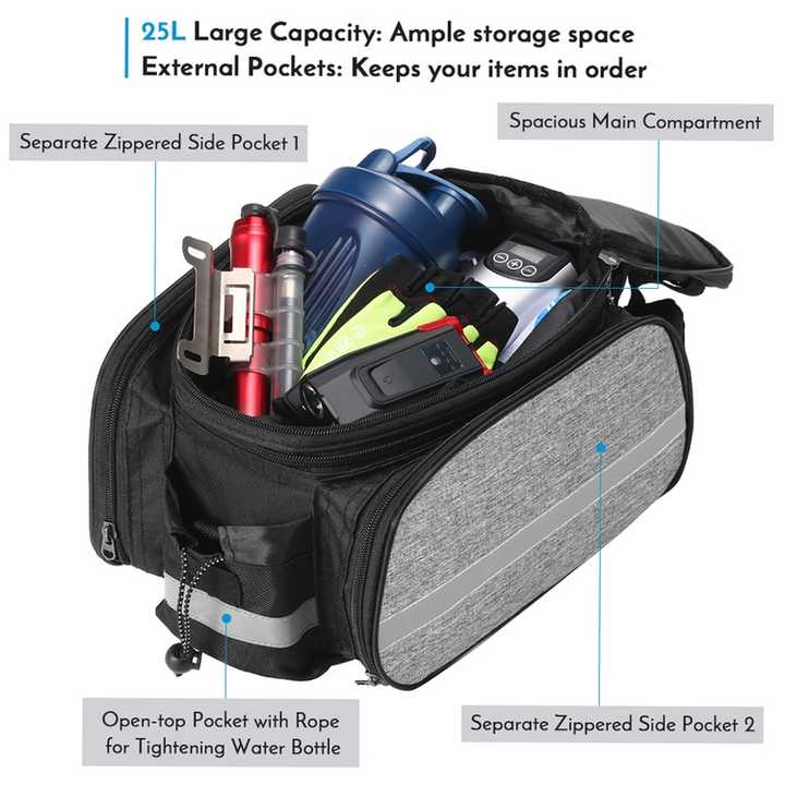 Insulated Bike Rear Rack Bag for Cycling