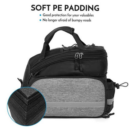 Black Insulated Bike Rear Rack Bag for Cycling