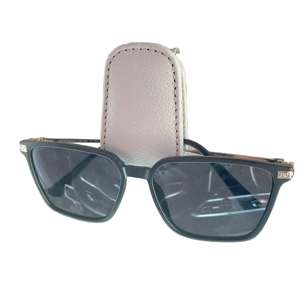 2pcs Grey Car Sun Visor Glasses Holder - Universal Sunglasses Clip for Secure Storage