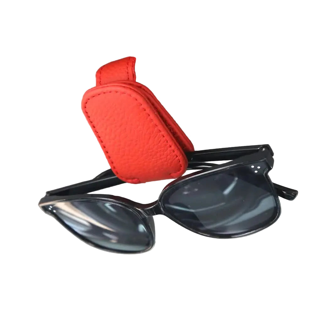 2pcs Red Car Sun Visor Glasses Holder - Universal Sunglasses Clip for Secure Storage
