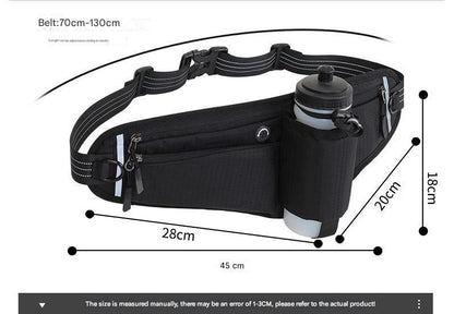 Black Adjustable Running Waist Pack with Water Bottle Holder