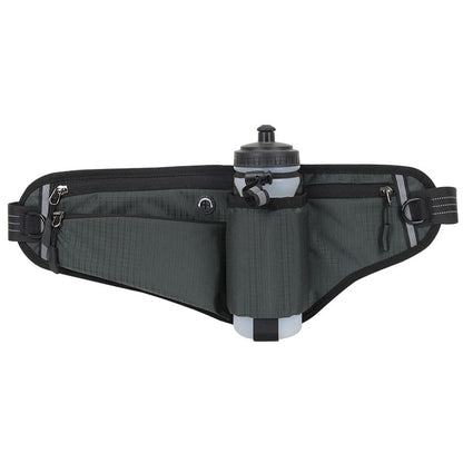 Grey Adjustable Running Waist Pack with Water Bottle Holder
