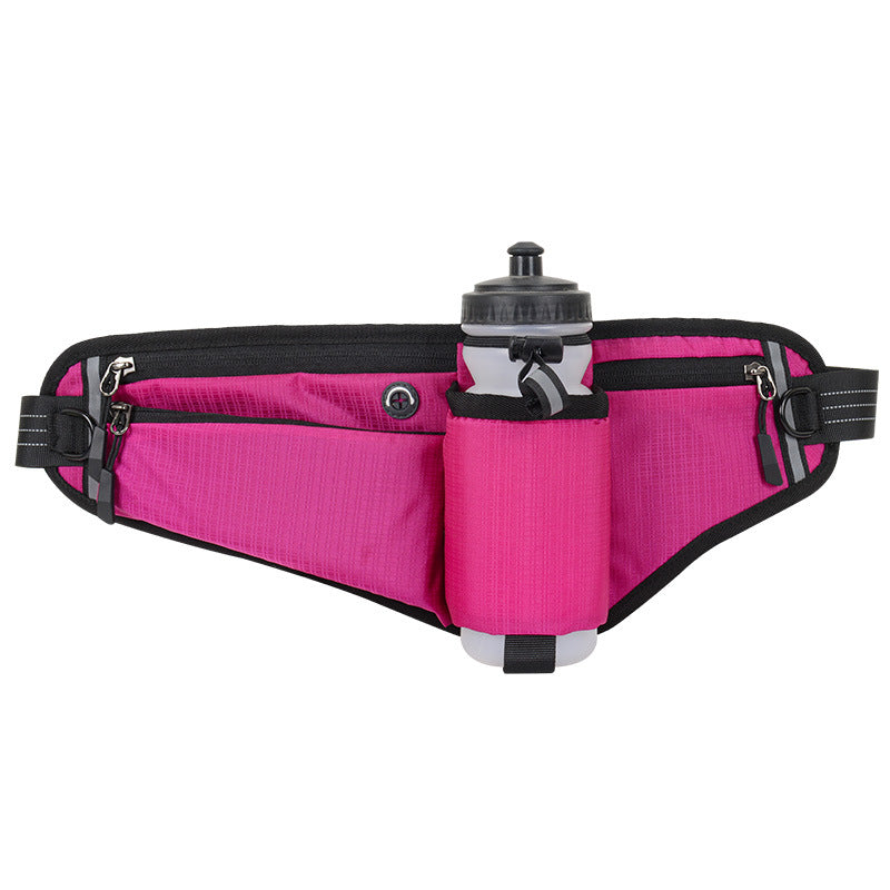 Rose Red Adjustable Running Waist Pack with Water Bottle Holde