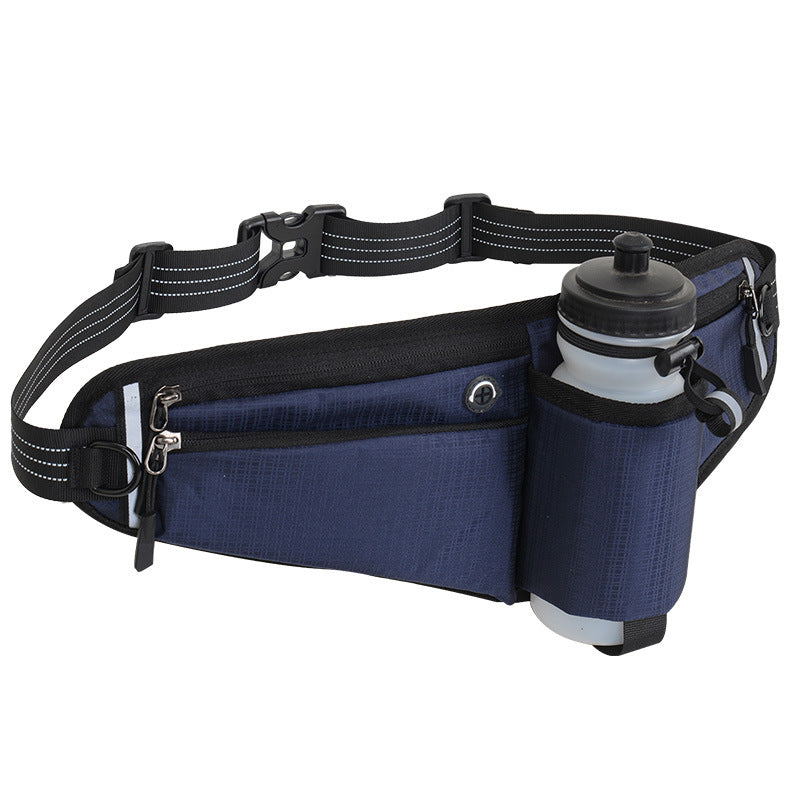 Dark Blue Adjustable Running Waist Pack with Water Bottle Holder