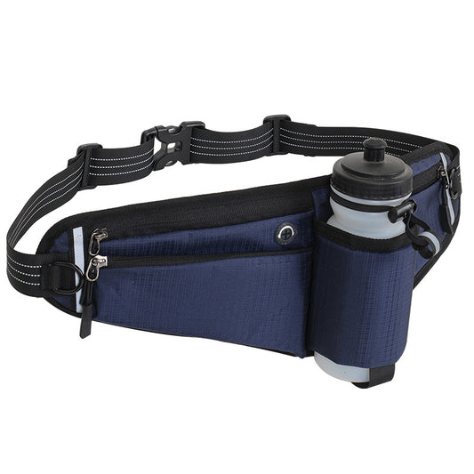 Dark Blue Adjustable Running Waist Pack with Water Bottle Holder