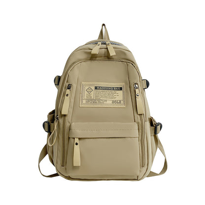 Khaki Stylish and Simple Backpack for High School and College Students