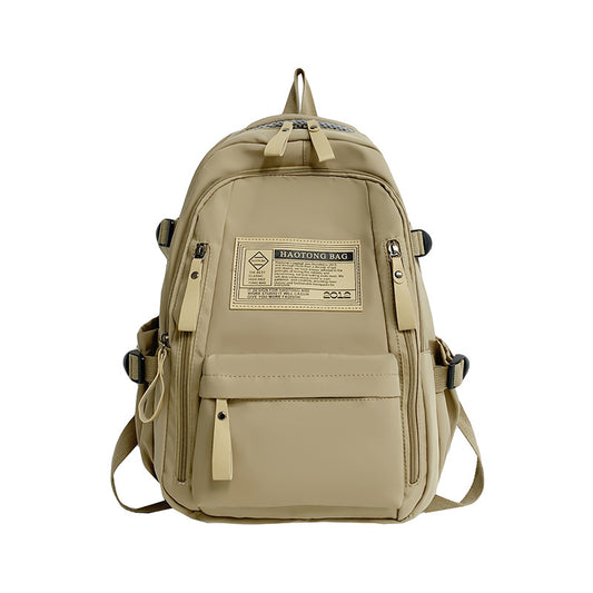 Khaki Stylish and Simple Backpack for High School and College Students