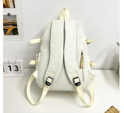 Khaki Stylish and Simple Backpack for High School and College Students