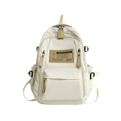 White Stylish and Simple Backpack for High School and College Students
