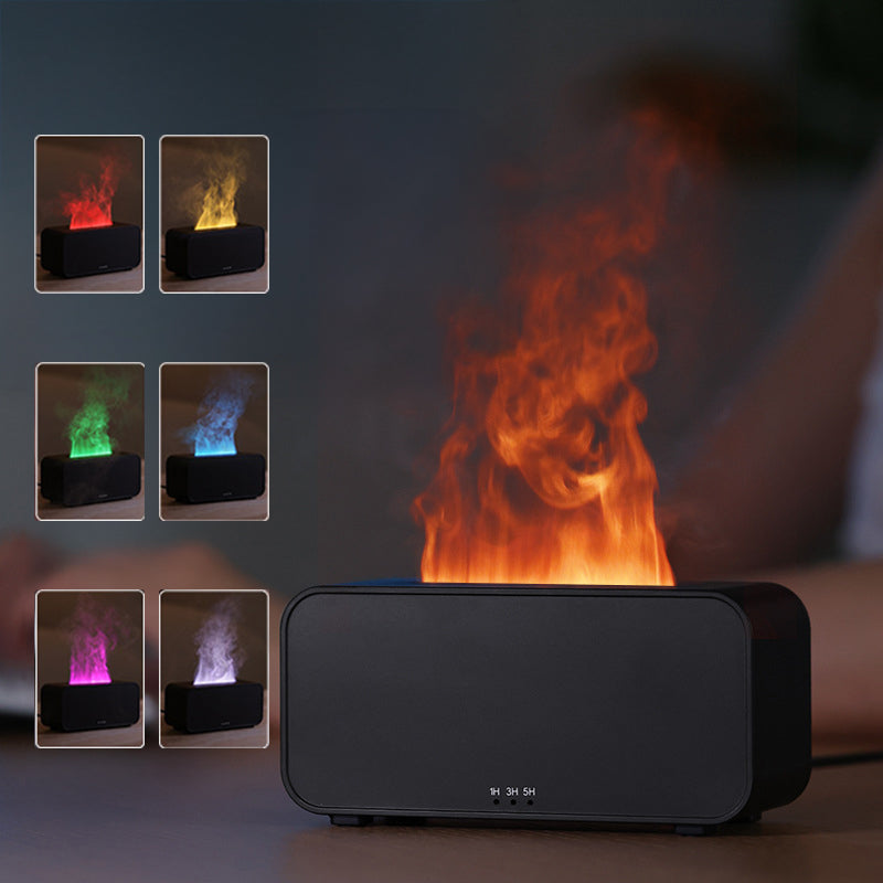 Black Timing Simulation Aroma Usb Household Flame Humidifier