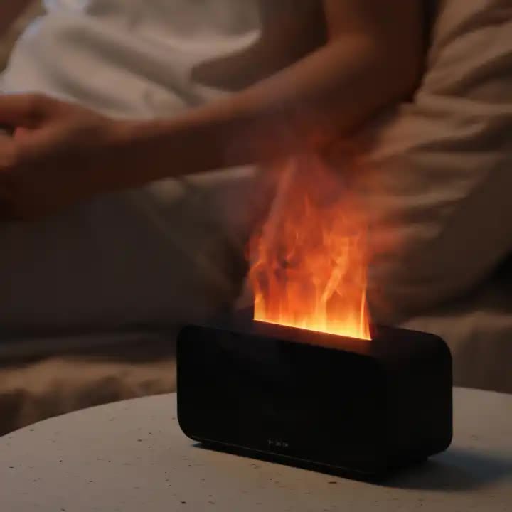 Black Timing Simulation Aroma Usb Household Flame Humidifier