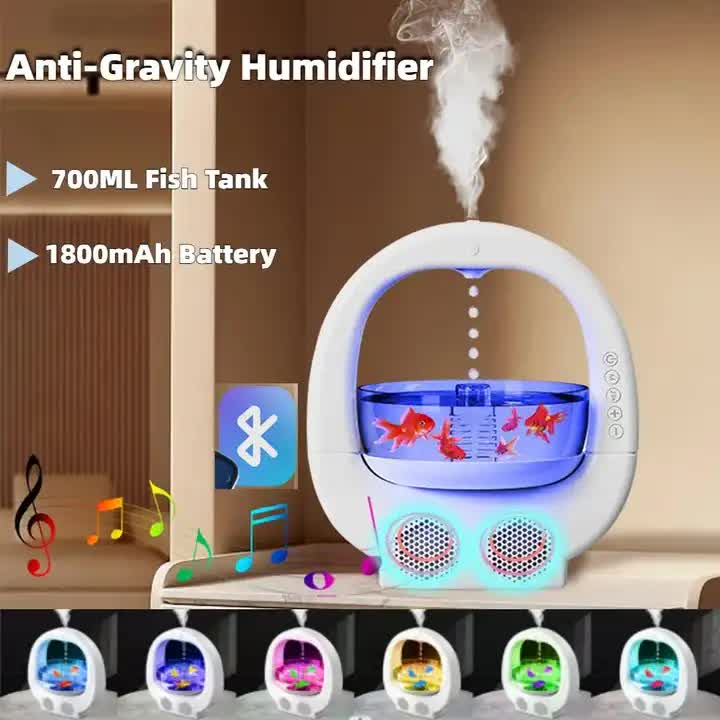 Black 3 In 1 Anti-Gravity Humidifier Multifunctional Aromatherapy Machine