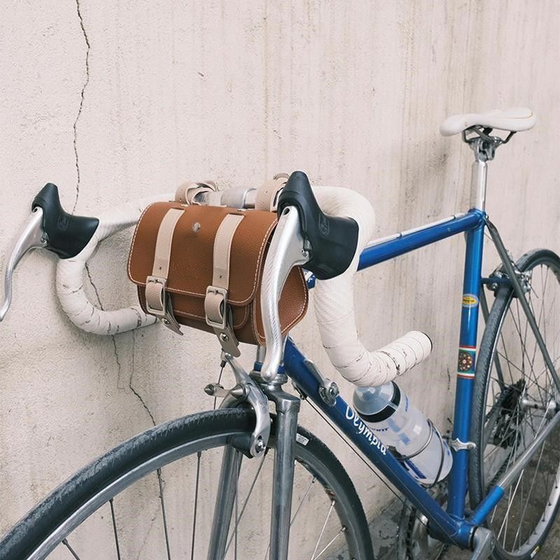 Brown Vintage Bicycle Handlebar Bag for Cycling