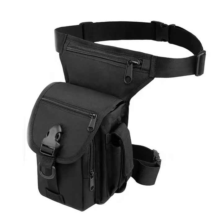 Black Tactical Outdoor Leg Bag for Cycling, Fishing, and Security