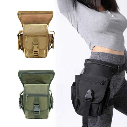 Black Tactical Outdoor Leg Bag for Cycling, Fishing, and Security