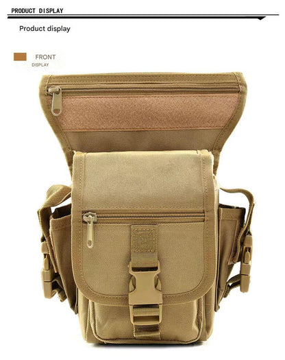Black Tactical Outdoor Leg Bag for Cycling, Fishing, and Security