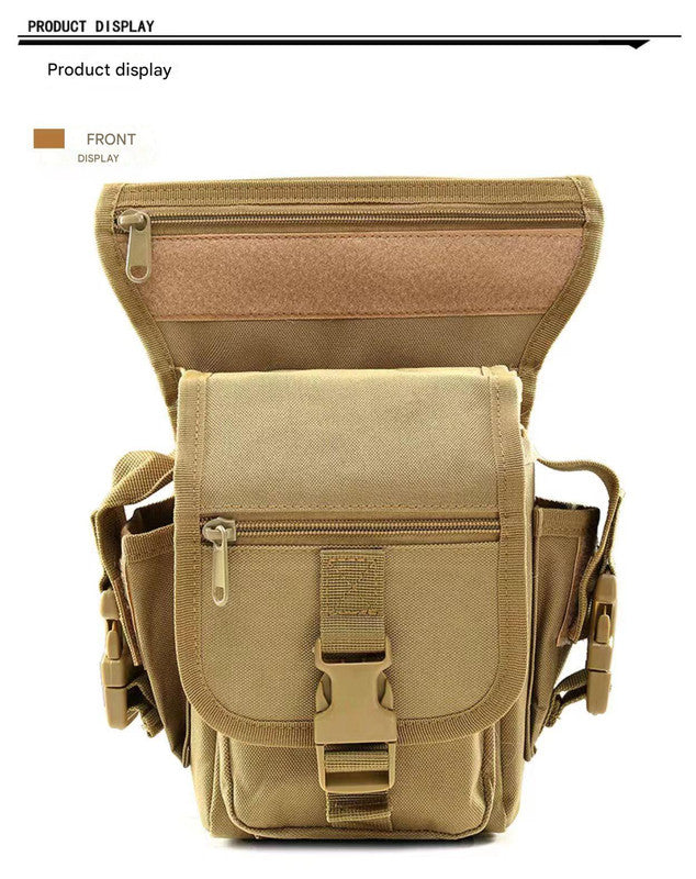 Khaki Tactical Outdoor Leg Bag for Cycling, Fishing, and Security