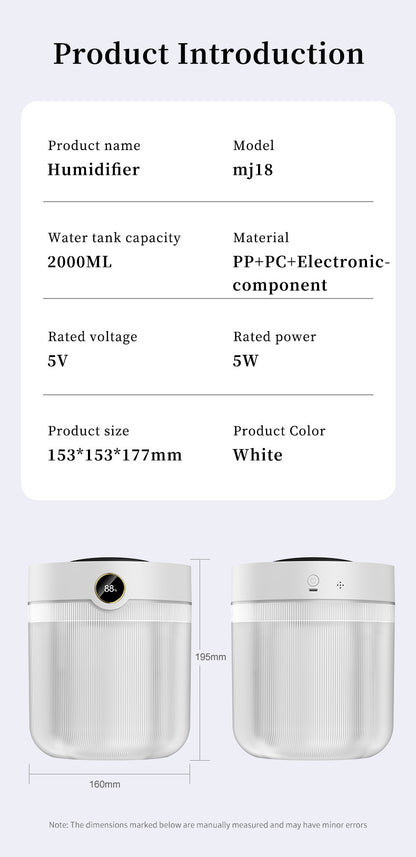 2000ML Large Capacity Humidifier with LED Display