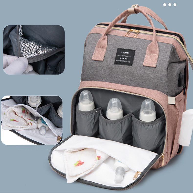 Multifunctional Backpack with Mosquito Net and Insulated Pockets - Green