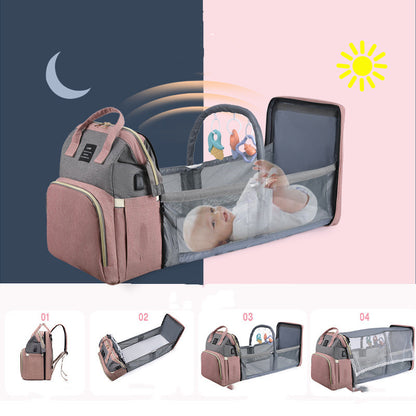 Multifunctional Backpack with Mosquito Net and Insulated Pockets -Gray