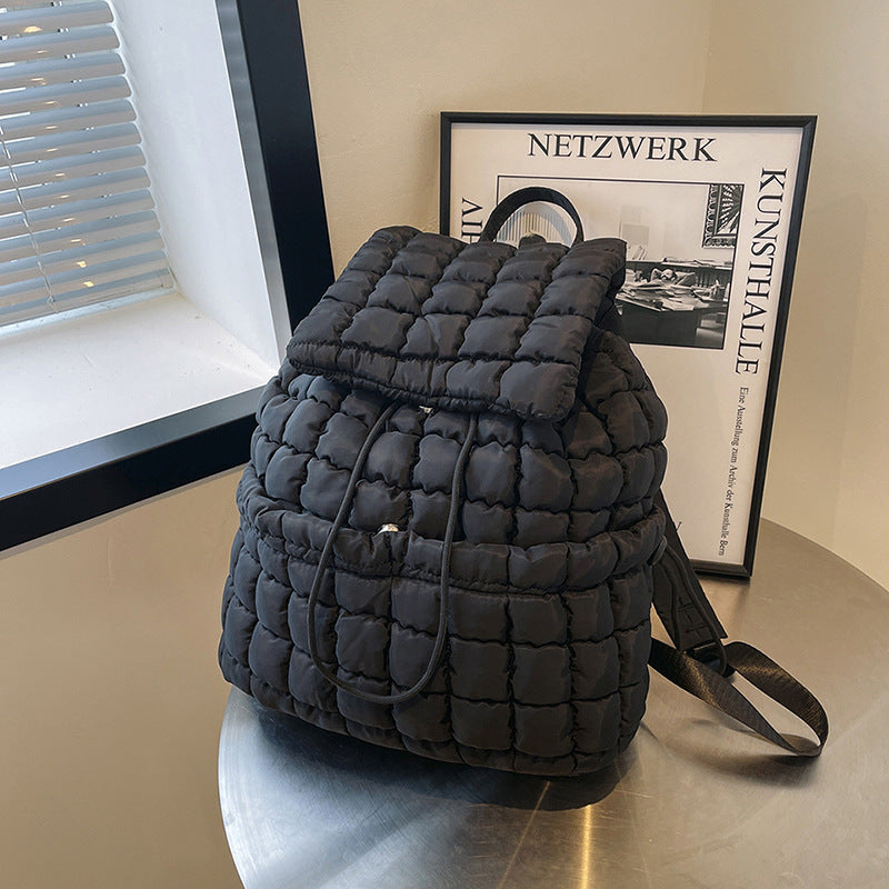 Nylon Backpack with Adjustable Straps - Black