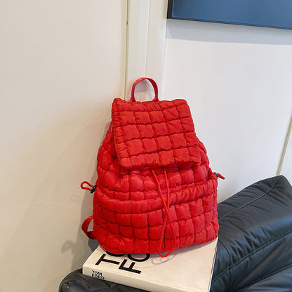 Nylon Backpack with Adjustable Straps - Red