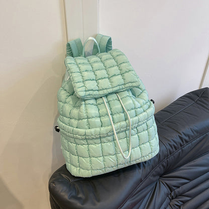 Nylon Backpack with Adjustable Straps - Pine Green