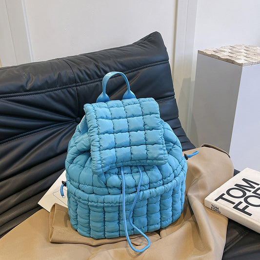 Nylon Backpack with Adjustable Straps - Blue