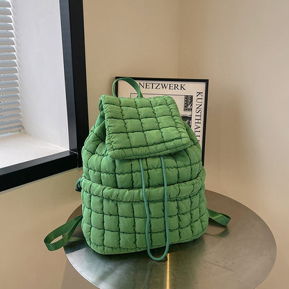 Nylon Backpack with Adjustable Straps - Dark Green