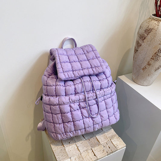 Nylon Backpack with Adjustable Straps - Purple