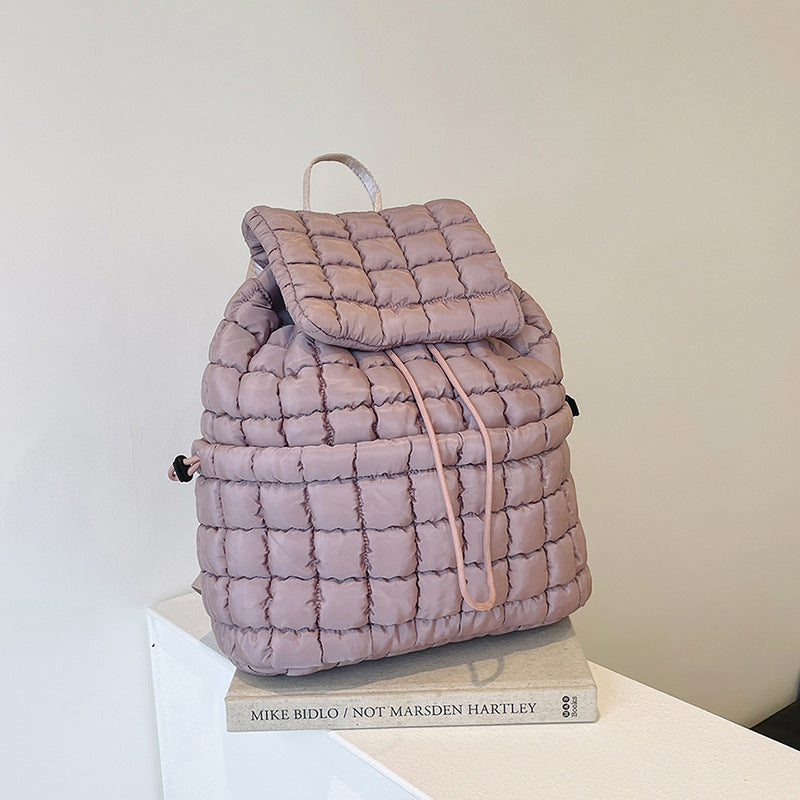 Nylon Backpack with Adjustable Straps - Dark Purple