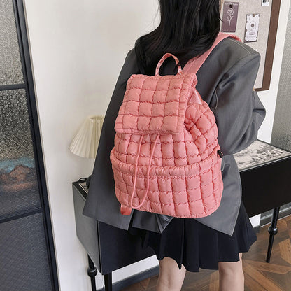 Nylon Backpack with Adjustable Straps - Dark Purple