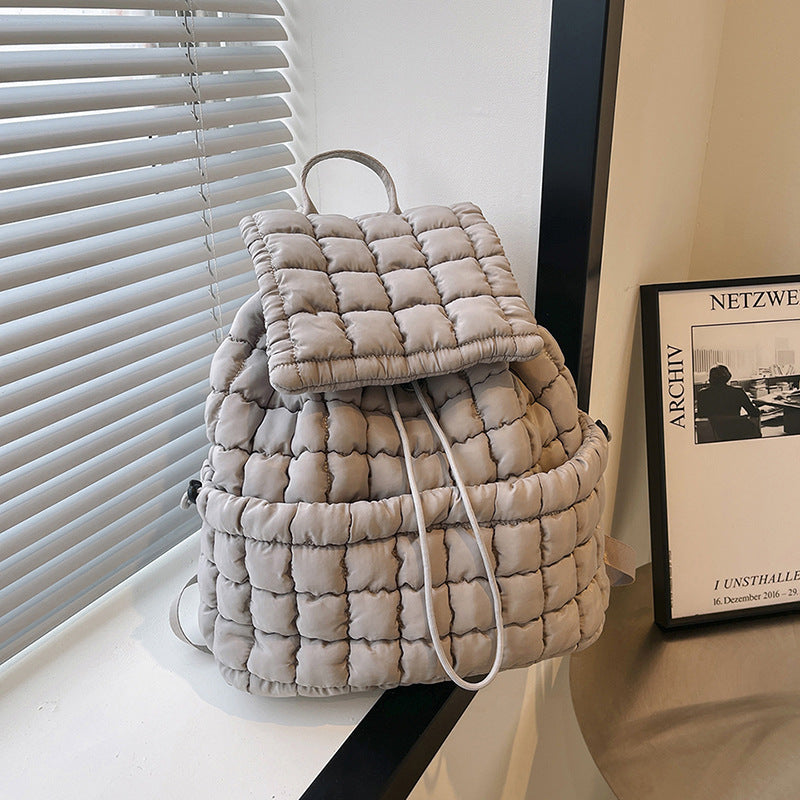 Nylon Backpack with Adjustable Straps - Khaki