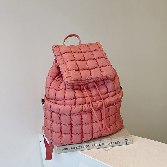 Nylon Backpack with Adjustable Straps - Watermelon Red