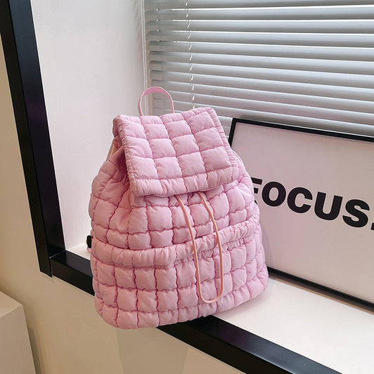 Nylon Backpack with Adjustable Straps - Pink