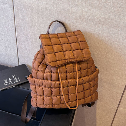 Nylon Backpack with Adjustable Straps - Coffee