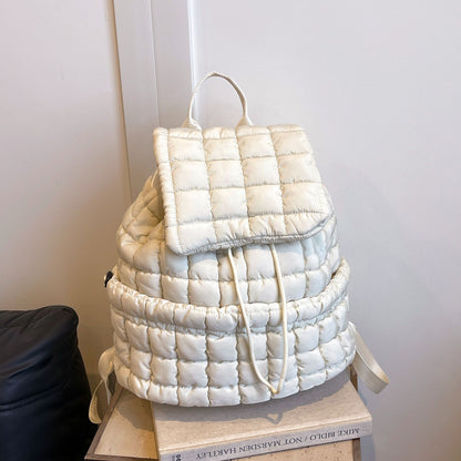 Nylon Backpack with Adjustable Straps - Ivory White