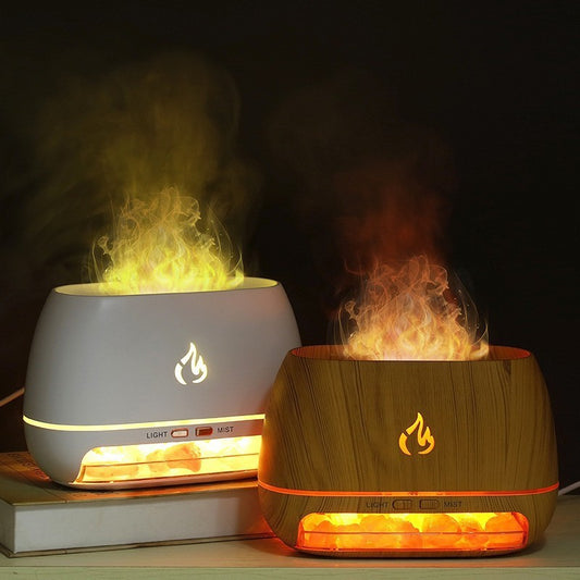 Wood Grain Color Himalayan Salt Flame Aroma Diffuser