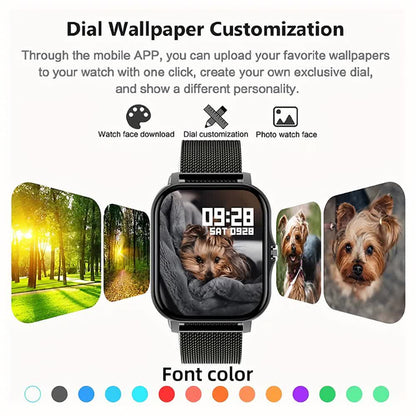 Steel Bracelet With Silicone Strap Silver Smart Fitness Watch with Large Display