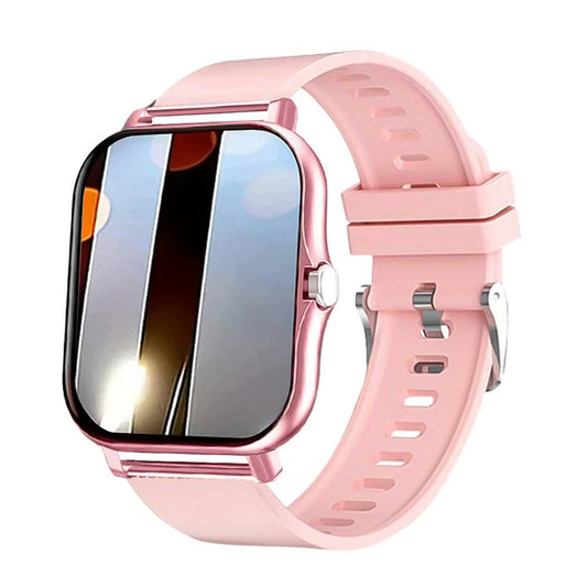Single Silicone Strap Pink Smart Fitness Watch with Large Display