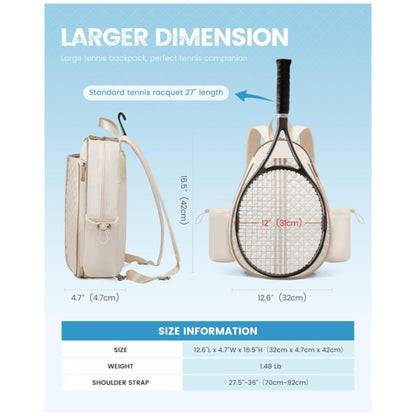 Black Lightweight Waterproof Tennis Racket Backpack for Men and Women