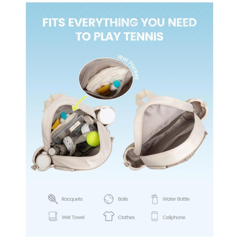 Black Lightweight Waterproof Tennis Racket Backpack for Men and Women
