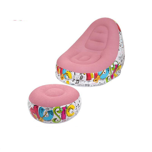 (Pink Graffiti)Portable Inflatable Sofa Chair with Ottoman